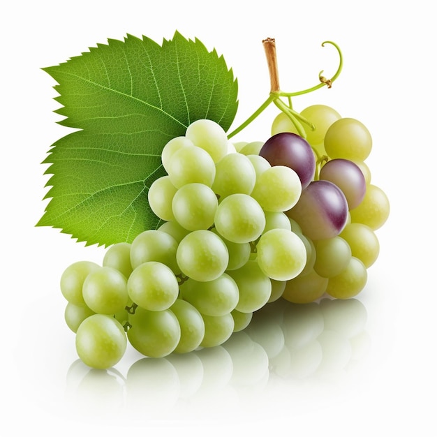 Grappe de raisin vert et rouge violet isolé sur blanc