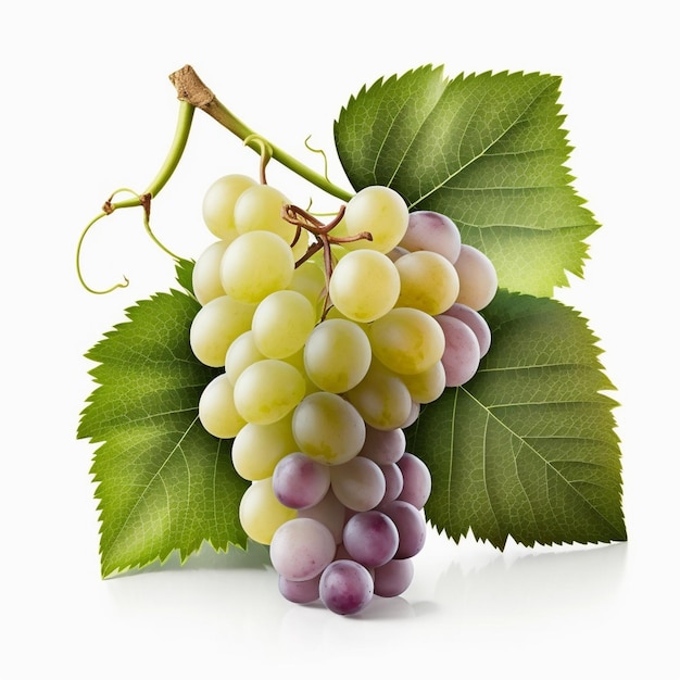 Grappe de raisin vert et rouge violet isolé sur blanc