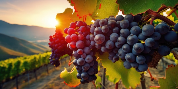 Une grappe de raisin sur une vigne