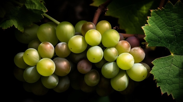 Une grappe de raisin sur une vigne