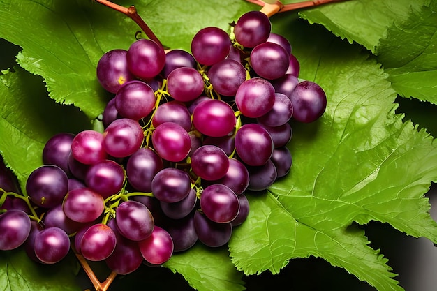 Une grappe de raisin violet sur une vigne