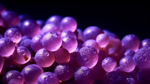 Une grappe de raisins violets avec le mot raisins en bas