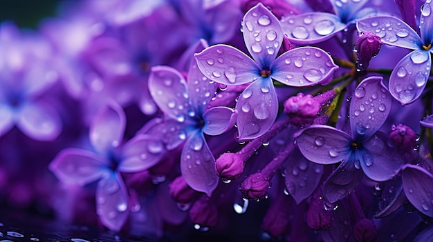Photo les grappes de lilas violets sont comme des gouttes de pluie de lavande.
