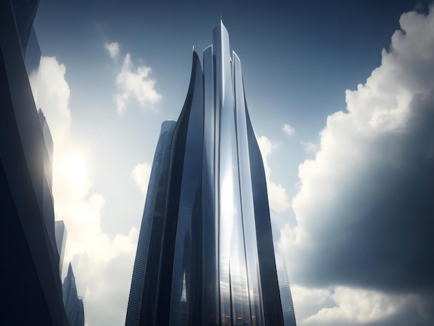 Gratte-ciel futuriste construit avec élégance et luxe point de fuite ai généré