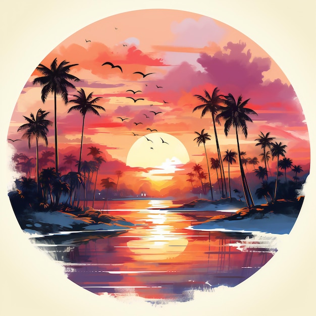 Le gratte-ciel de Miami et l'île de Clipart