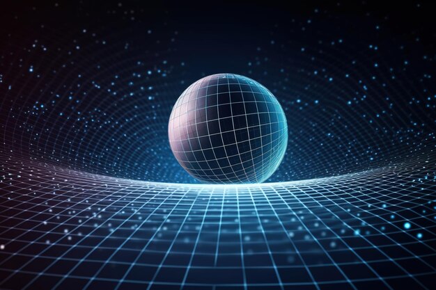 Gravité planète Terre concept d'ondes gravitationnelles Contexte physique et technologique Conception avec grille de gravité et chaîne de sphères Espace-temps incurvé Dans la théorie générale de la relativité