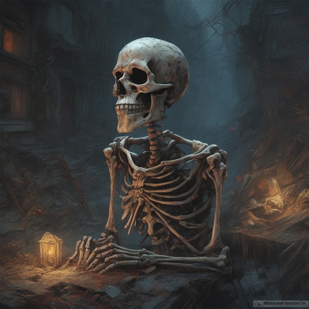 Graya Skeleton Lurking In The Dark Un mat très complexe et hyperdétaillé