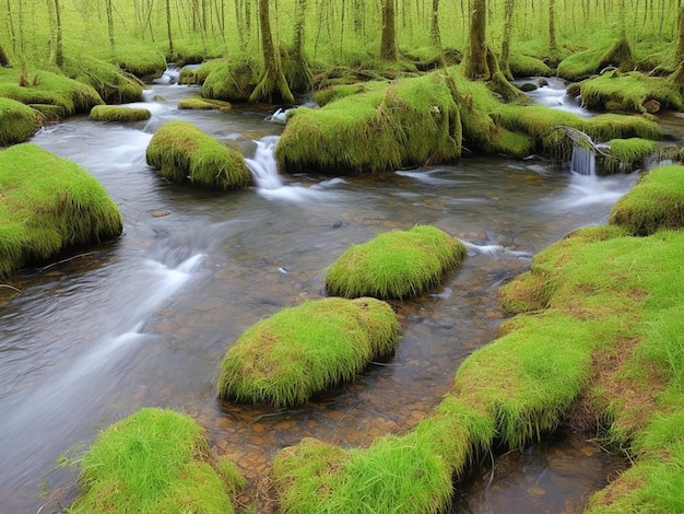 Green Natur Haute montagne le matin Beau paysage naturel