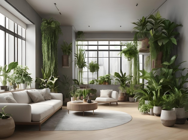 Green Oasis transforme votre espace avec des plantes d'intérieur pour une touche de nature AI générative