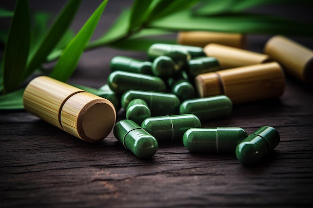 Green Organic pills comprimés de bois de bambou IA générative