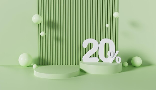 Green Podium Minimal Discount 20 off avec un fond de couleur pastel