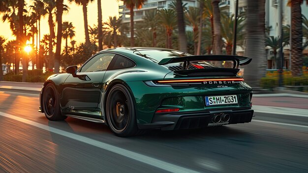 Green Porsche 992 GT3 Cote d'Azur conduite de la photographie de mouvement ar 169 styliser 750 v 6 ID d'emploi cff1177296b347d3869dffb5a5ad90ae