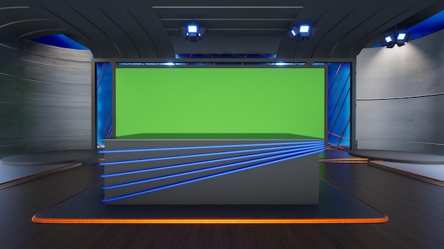 Green Screen Studio 2267_Nouvelles du studio de télévision virtuelle 3D_Arrière-plan du studio