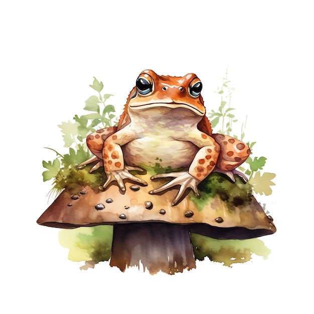 Grenouille aquarelle mignonne illustration clipart animaux des bois