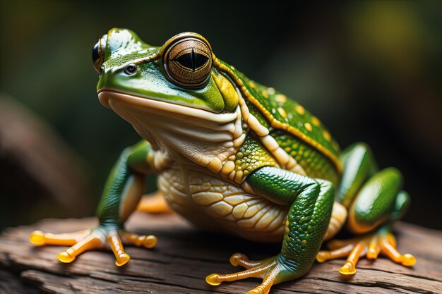 La grenouille d'arbre européenne Hyla arborea isolée sur un fond de couleur unie ai générative