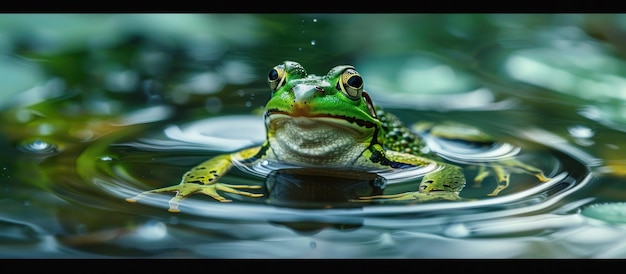 La grenouille assise sur l'eau