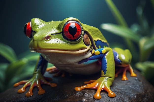 La grenouille aux yeux rouges