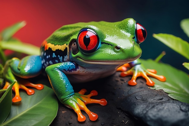 La grenouille aux yeux rouges