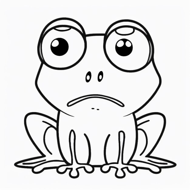 une grenouille de dessin animé avec de grands yeux assise sur le sol ai générative