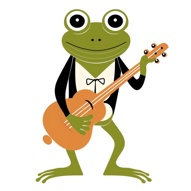 Photo une grenouille de dessin animé jouant de la guitare