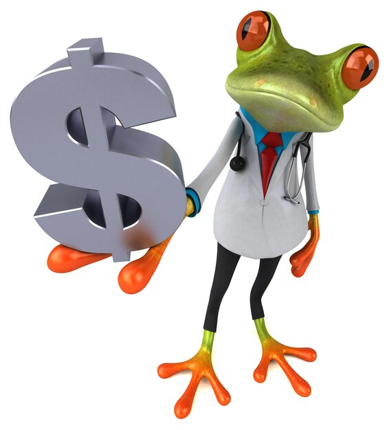 grenouille, docteur, 3d, illustration