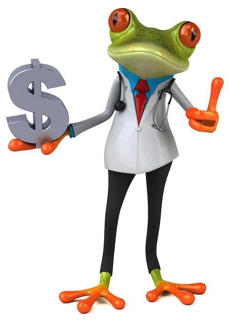 grenouille, docteur, 3d, illustration