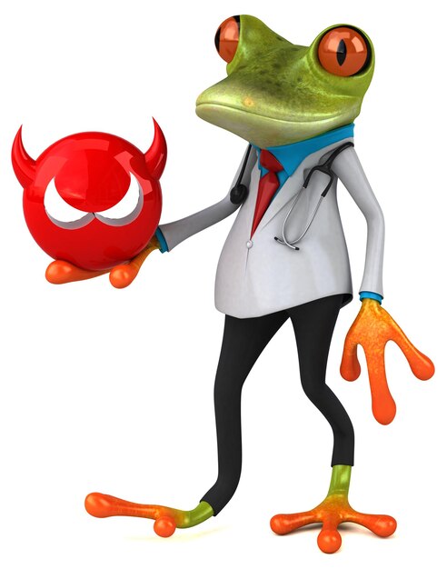 grenouille, docteur, 3d, illustration