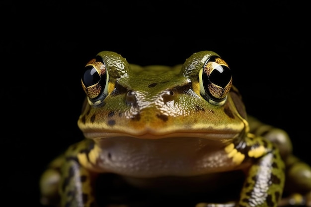 Une grenouille avec un fond noir