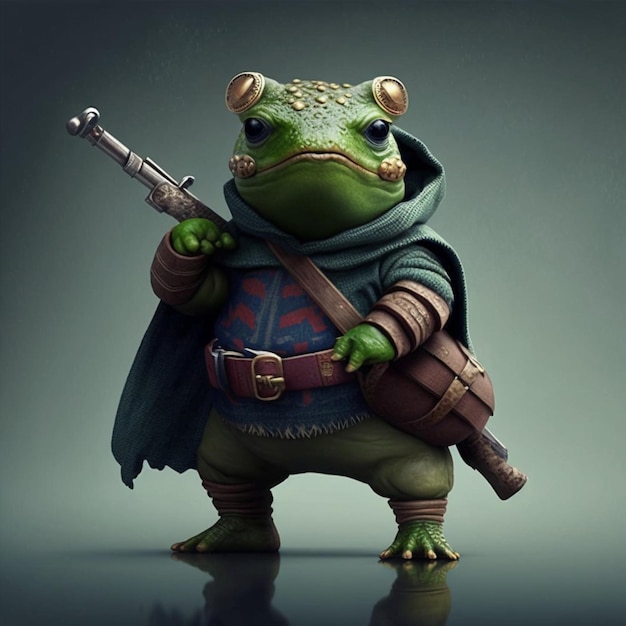 grenouille, guerrier, art, illustration