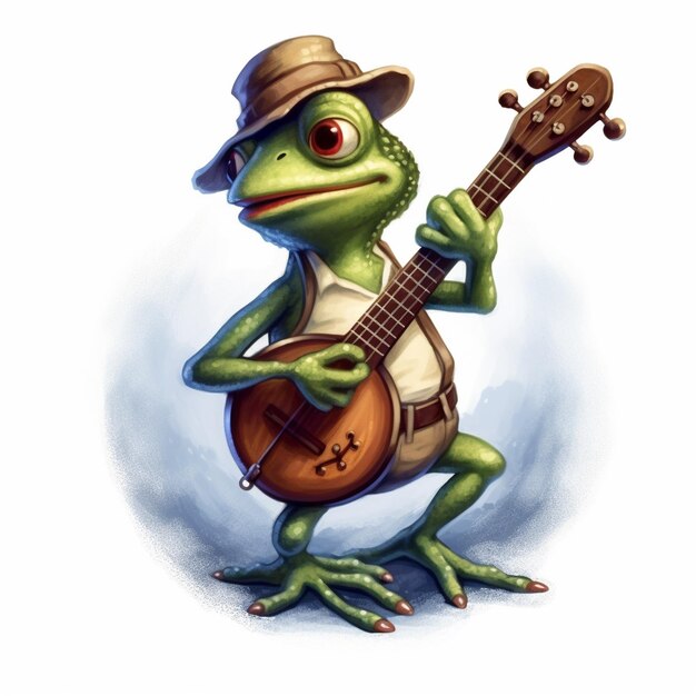 Photo une grenouille avec une guitare