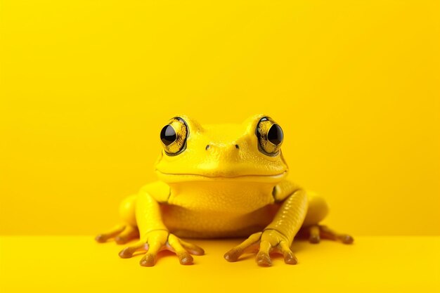 La grenouille humanisée sur fond jaune