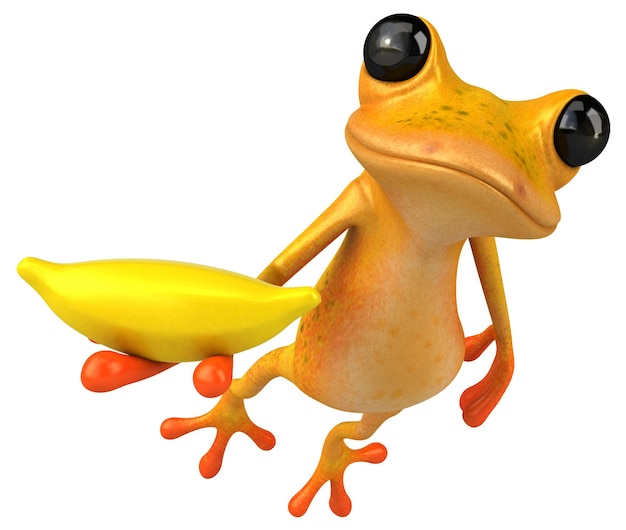 Grenouille jaune amusante Illustration 3D