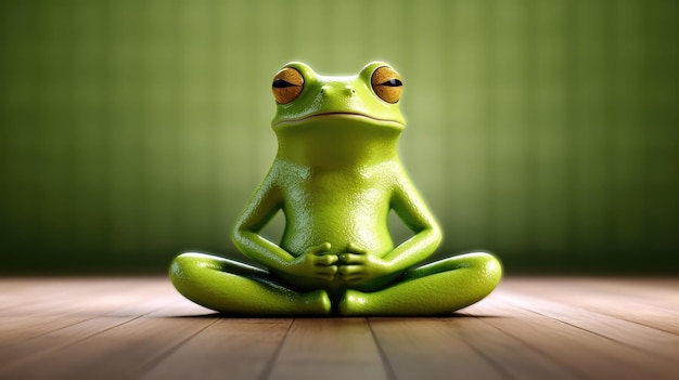 Grenouille méditant dans une pose de yoga