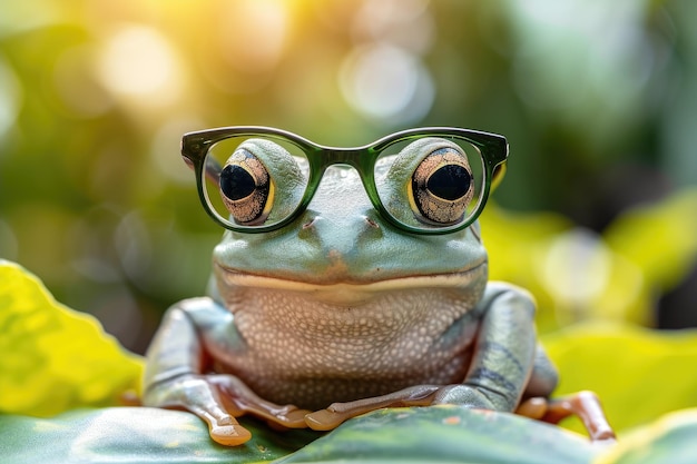 Photo la grenouille mesure environ deux pouces de long et a un corps vert avec des taches brunes.