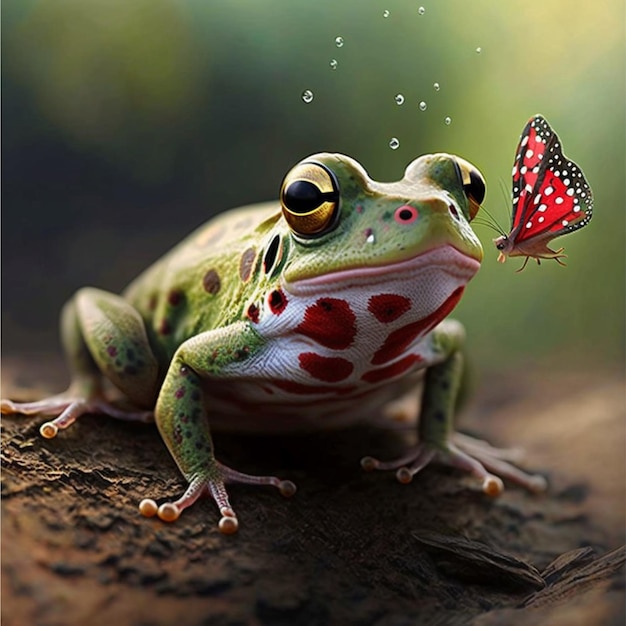 Photo une grenouille avec un papillon sur le nez