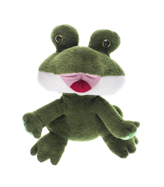 Grenouille en peluche isolé sur fond blanc