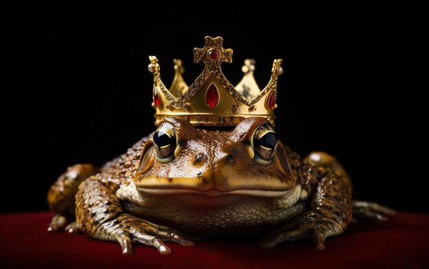 Photo une grenouille portant une couronne avec une couronne d'or sur elle