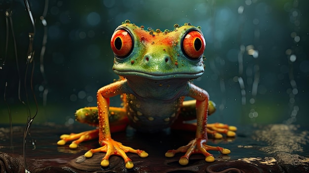 Une grenouille qui a décidé d'apprendre une nouvelle langue étrangère Hyper Real HD 4k