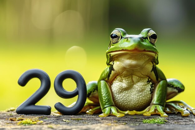 Photo grenouille verte avec 29 chiffres 29 février année bissextile idée de jour