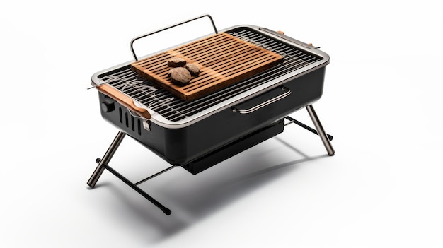 grill de barbecue avec un plateau de charbon isolé sur fond blanc