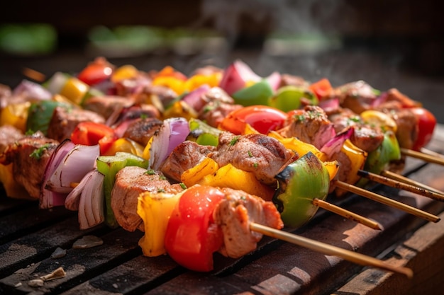 Un grill avec de la viande et des légumes dessus