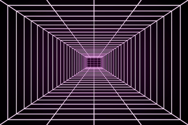 Photo grille 3d violette plein cadre dans le style futuriste des années 80