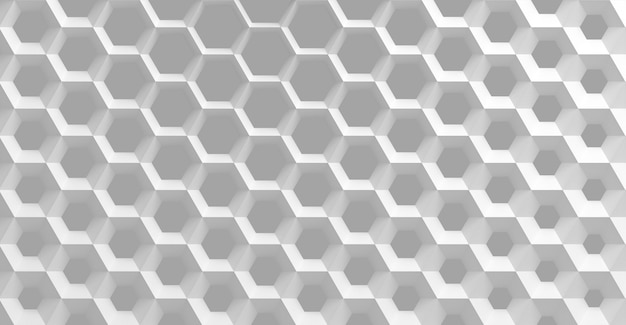 La grille blanche de cellules en forme de nids d'abeilles hexagonaux de diamètre différent, qui vont du plus grand au plus petit et inversement