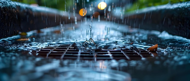 La grille de goutte de pluie symphonique urbaine dans le concept de pluie urbaine