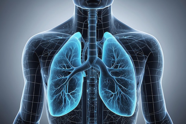 Grille numérique abstraite des poumons humains