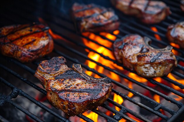 Grilled Goodness Steaks de porc ou de bœuf grillés photo