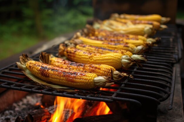 Griller des épis de maïs dans leurs coques