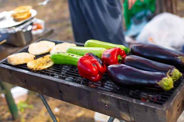 Griller des légumes Pique-nique d'été en plein air aa