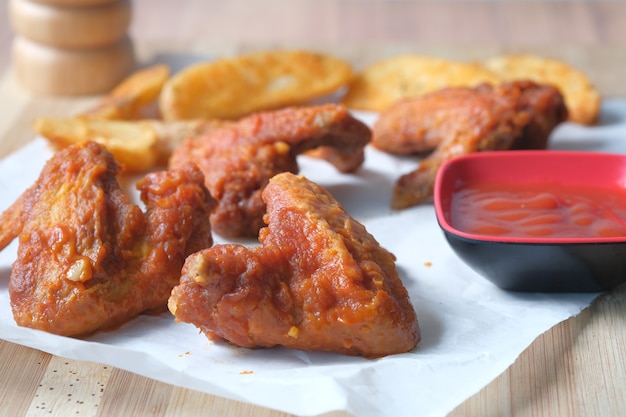 Griller les quartiers de poulet et de patate douce sur une planche