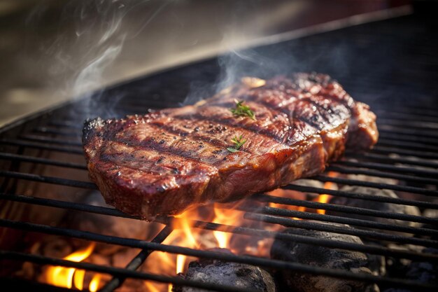 Griller le steak sur la viande de boeuf du barbecue sur un gril générative ai